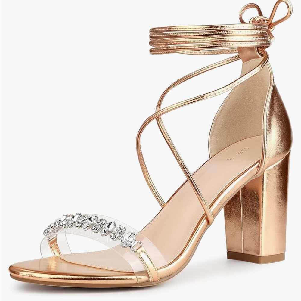 Elegant Champagne Gold Strappy Heels